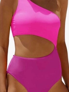PLUS SIZE One-Shoulder Two-Tone Pink High-Waist Monokini NWOT Size XXL